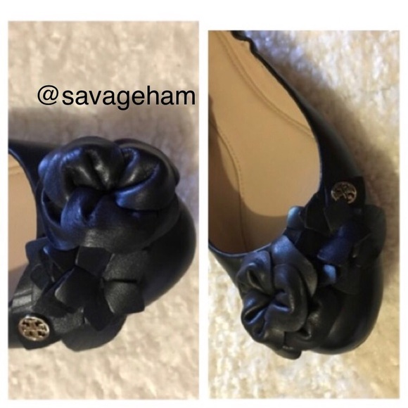 NWOT Tory Burch Black Blossom Ballet Flats - Picture 7 of 8